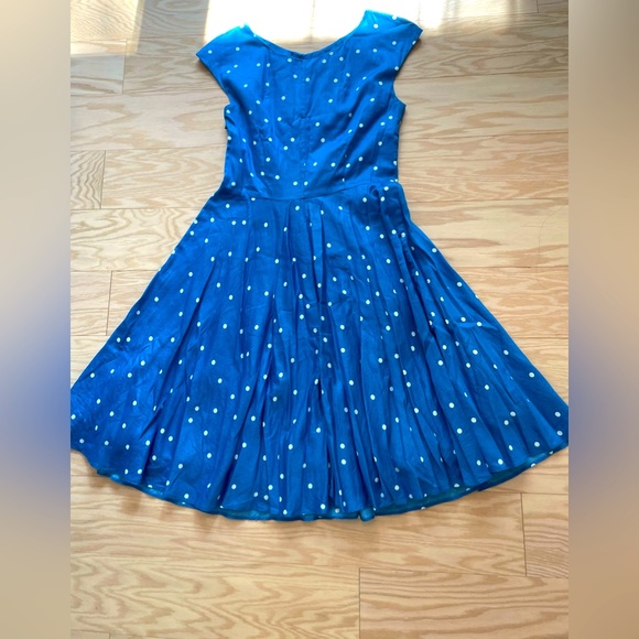 Boden US 4 Dress Blue and White Polkadot Fit and Flare - Picture 3 of 7